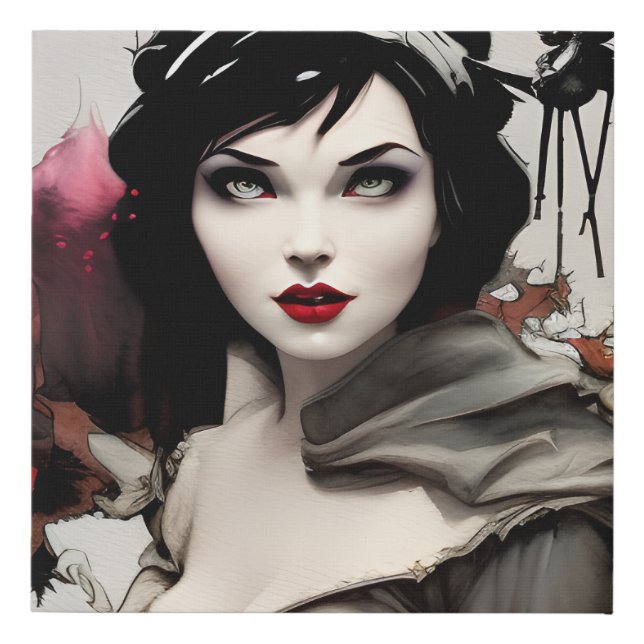 Snow White Portrait Graphic Faux Canvas Print (Front)