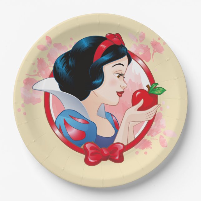 Snow White | Red Apple And Bow Paper Plates (Front)