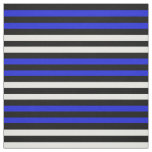 Snow white, Royal blue, midnight black stipe Fabric