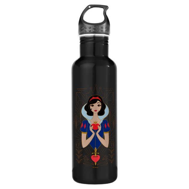 Snow White Stylized Character Badge Stainless Steel Water Bottle (Front)