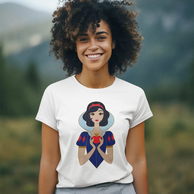 Snow White Stylized Character Badge T-Shirt (Person wearing shirt)