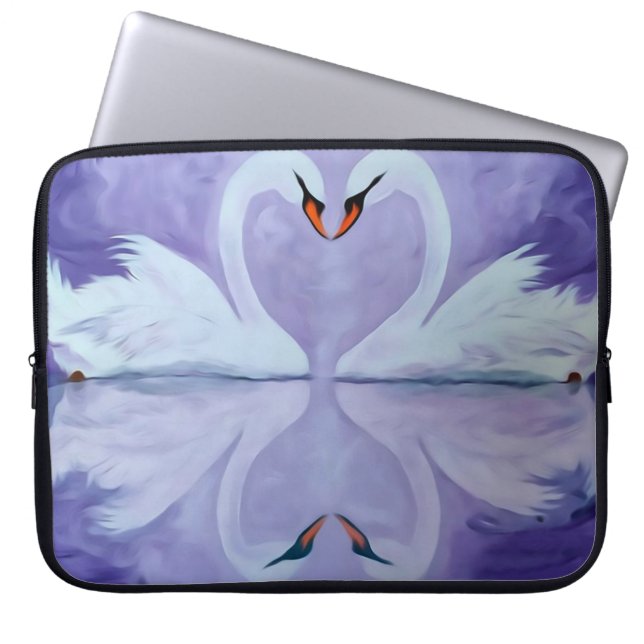Snow white swans laptop sleeve (Front)