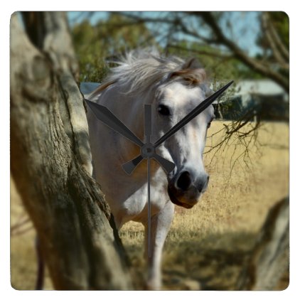 Snow White The Horse, Square Wall Clock