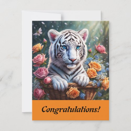 Snow white tiger cub greeting card