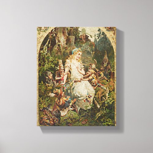 Snow White Vintage German Fairy Tale Romance Art Canvas Print