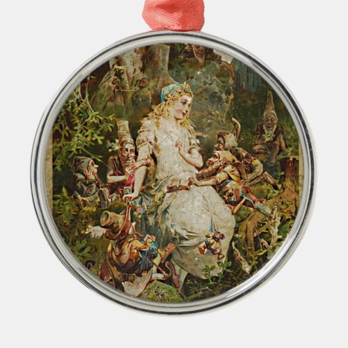 Snow White Vintage German Fairy Tale Romance Art Metal Ornament