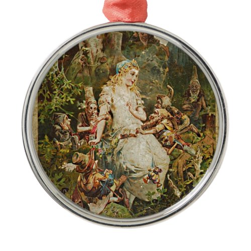 Snow White Vintage German Fairy Tale Romance Art Metal Ornament