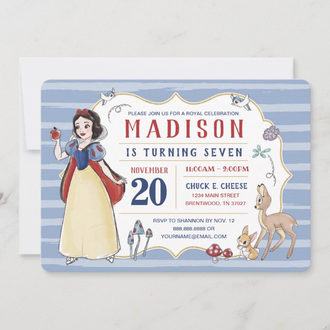 Snow White | Watercolor Birthday Invitation (Front)