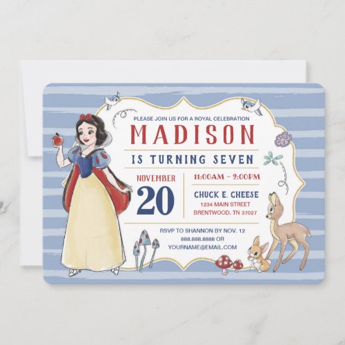 Snow White  Watercolor Birthday Invitation
