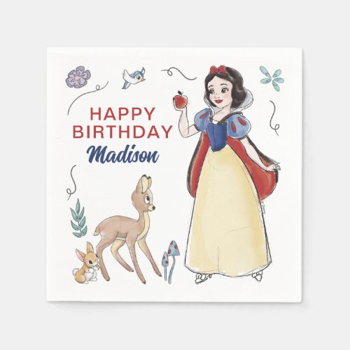 Snow White  Watercolor Birthday Napkins