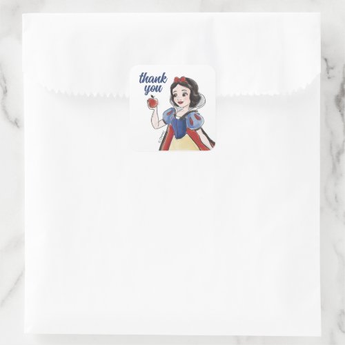Snow White  Watercolor Birthday Square Sticker