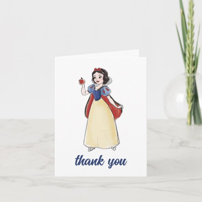 Snow White | Watercolor Birthday Thank You Card (Front)