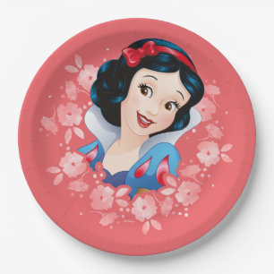 Snow White Watercolor Floral Frame Paper Plates