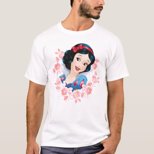 Snow White  Watercolor Floral Frame T_Shirt