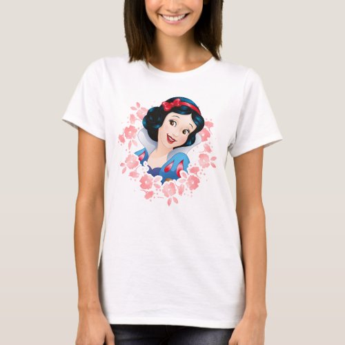 Snow White  Watercolor Floral Frame T_Shirt