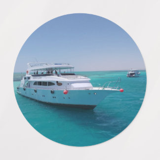 Snow-white yacht near the White Island in Red Sea Kids' Labels