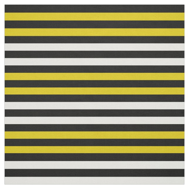 Snow white, Yellow gold, midnight black stipe Fabric (Swatch)