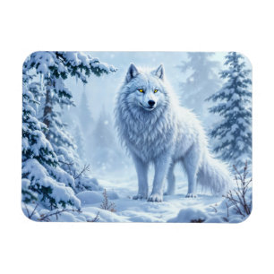 Snow wild wolf yellow neon eyes decor magnet