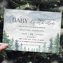 Snow Winter Baby It's Cold Outside Baby Shower Invitation