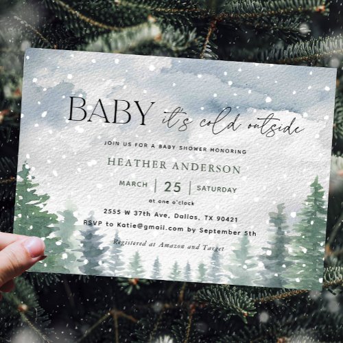 Snow Winter Baby Its Cold Outside Baby Shower Invitation