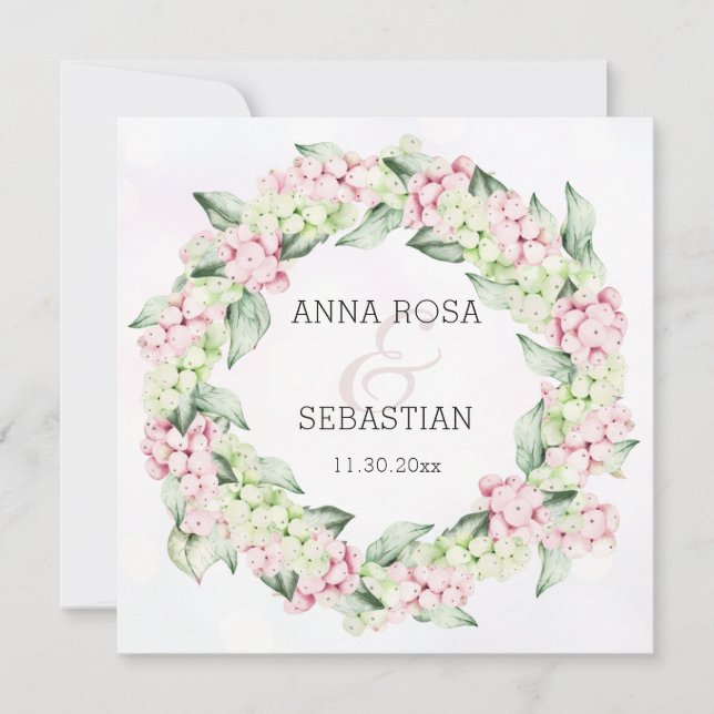 *~* Snow Winter Berry AR12 QR RSVP Boho Wedding Invitation (Front)