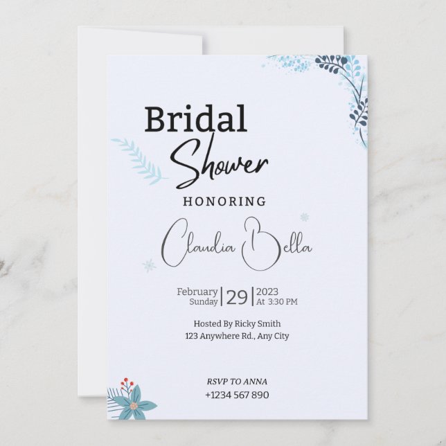 Snow Winter Bridal Shower Invitation Card (Front)