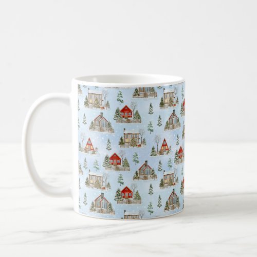 Snow Winter Cottage Fir Trees Christmas  Coffee Mug