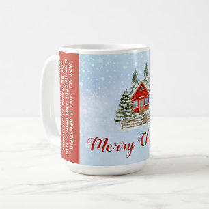 Snow Winter Cottage Fir Trees Christmas Coffee Mug
