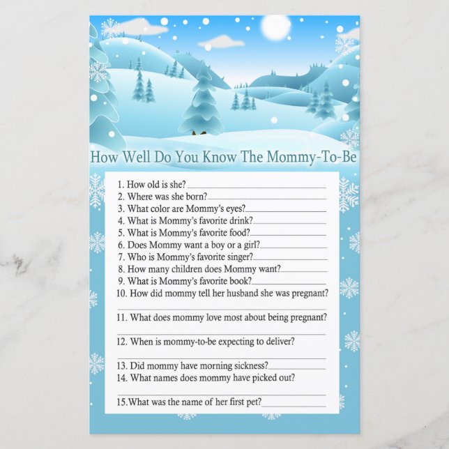 Snow Winter Forest how well do you know game (Front)