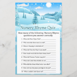 Snow Winter Forest Nursery Rhyme Quiz baby shower