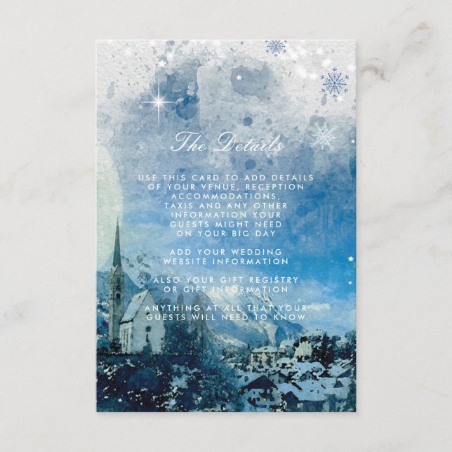 snow winter holiday wedding details information enclosure card (Front)