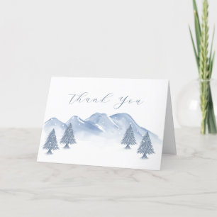 Snow Winter Mountain Baby Shower Letterpress Thank You Card