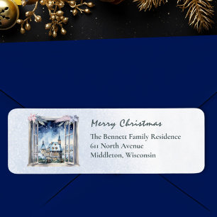 Snow Winter Scene Holiday Accents Christmas Return Label