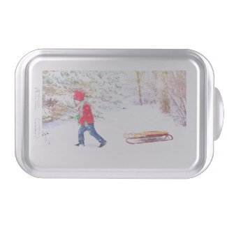 Snow winter sled boy christmas holidays cake pan
