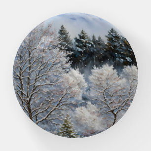 Snow Winter Trees Nature Scene Art Paperweight