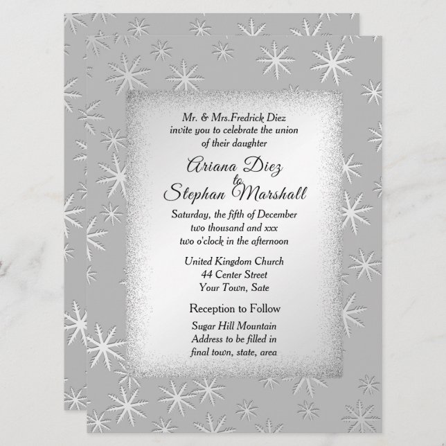 Snow Winter Wedding Invitation (Front/Back)