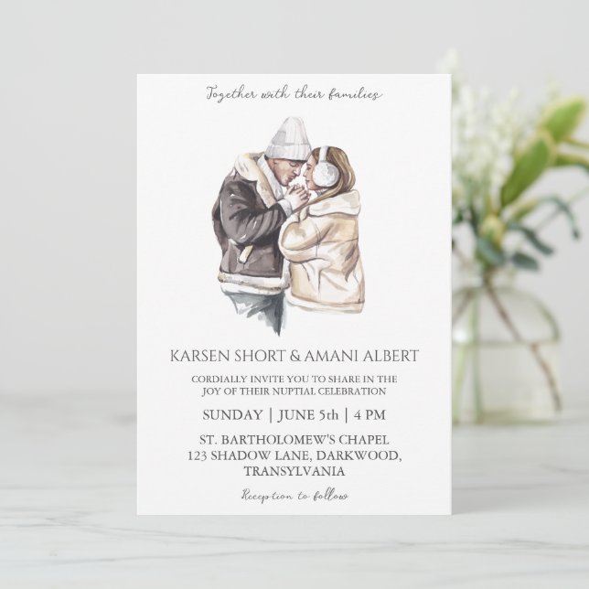 snow winter wonderland wedding invitations (Standing Front)