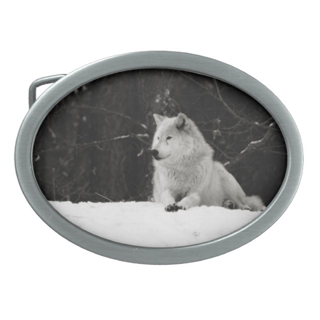 Snow Wolf Belt Buckle (Front)