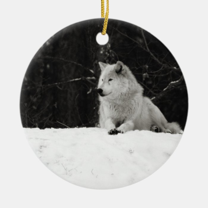 Snow Wolf Christmas Ornaments