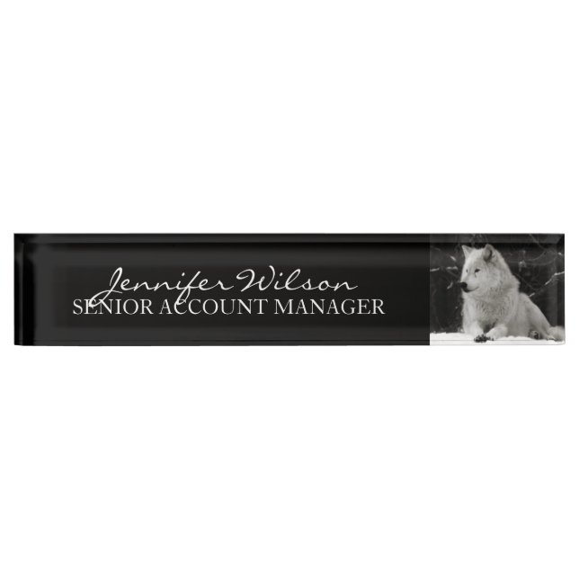 Snow Wolf Desk Name Plate (Front)