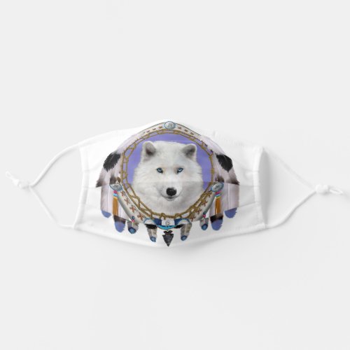 SNOW WOLF DREAM CATCHER ADULT CLOTH FACE MASK