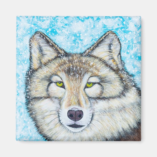 Snow Wolf Magnet (Front)