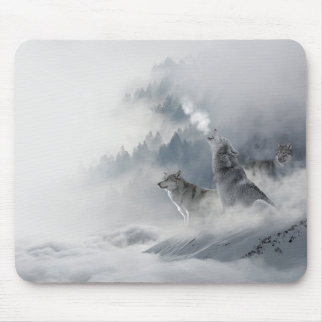Snow Wolf Mouse Pad (Front)