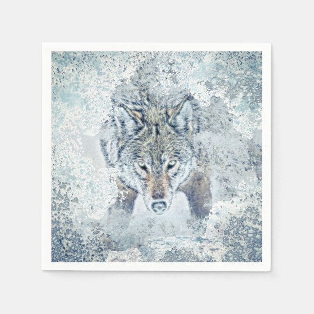 Snow Wolf Paper Napkin (Front)