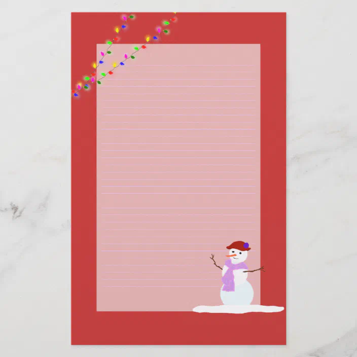 snow woman red lined christmas writing paper zazzle com