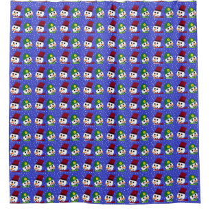SNOW WOMAN SNOW MAN SNOW PEOPLE SHOWER CURTAIN