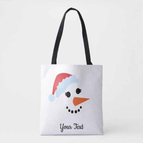 Snow Woman with Santa Hat Design Tote Bag