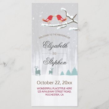 Snow Wonderland Birds Deer Winter Wedding Programs by ReadyCardCard at Zazzle