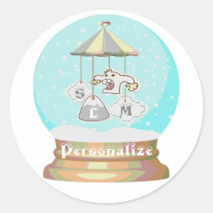 Snow yeti snow globe cute winter baby boy classic round sticker