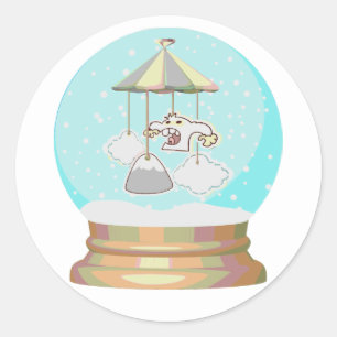 Snow yeti snow globe cute winter baby shower classic round sticker